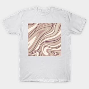 Groovy Swirling Liquid Pattern - Mauve & Beige T-Shirt